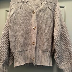 Women's Beige Button-Up Sweater